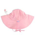Soft pink wide-brimmed sun hat for toddlers featuring adjustable ties, designed to protect delicate skin with the RuffleButts + RuggedButts - Kids Sun Protective Hat, ideal for stylish kids clothing and mom life essentials.