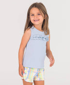 RuffleButts + RuggedButts - Girls Windsurfer Blue Knit Ruffle Trim Tank
: Blue / 3T