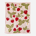 The Blueberry Hill - Blanket Strawberry Bunny Organic Baby Decor Spring Summer: Blush featuring a charming strawberry and leaf pattern with a subtle bunny detail, perfect for cozy baby essentials.