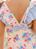 RuffleButts + RuggedButts - Girls Coastal Breeze Floral Bow V-Back One Piece Swimsuit
: Pink / 4T