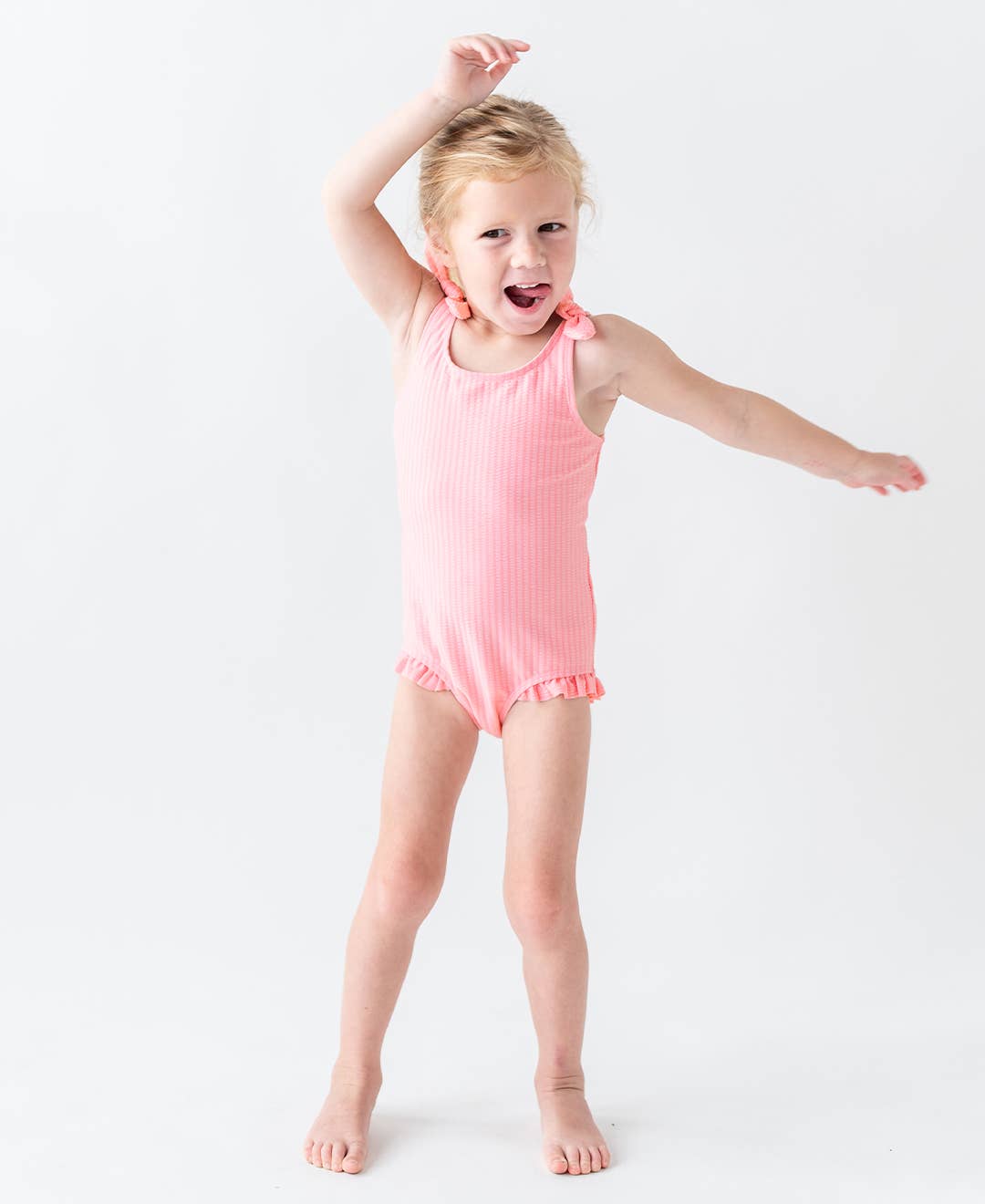 RuffleButts + RuggedButts - Girls Pink Tie Shoulder One Piece Swimsuit
: Pink / 12-18m