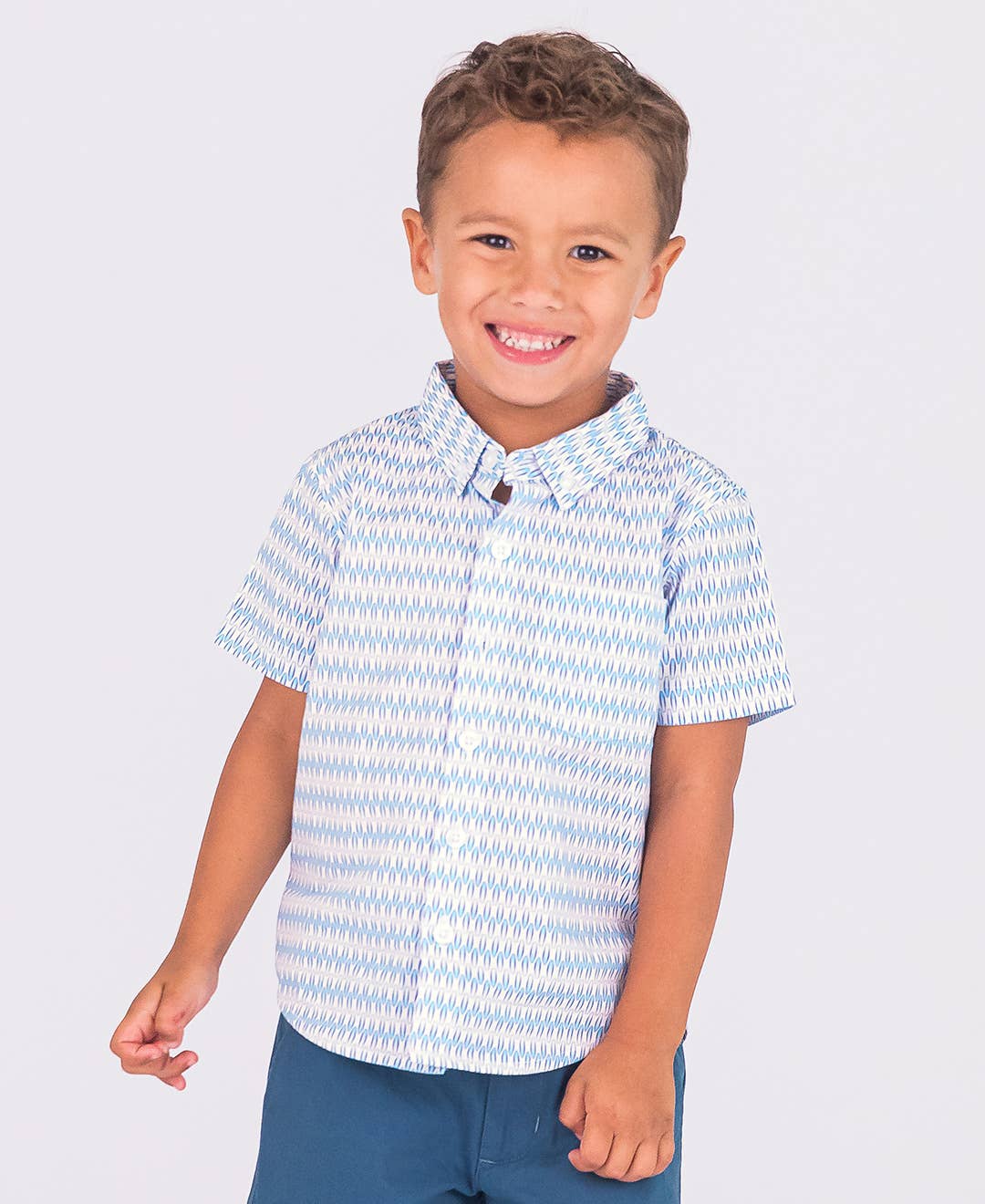 RuffleButts + RuggedButts - Boys Riding the Waves Button Collar Short Sleeve Button Down Shirt
: Blue / 6-12m