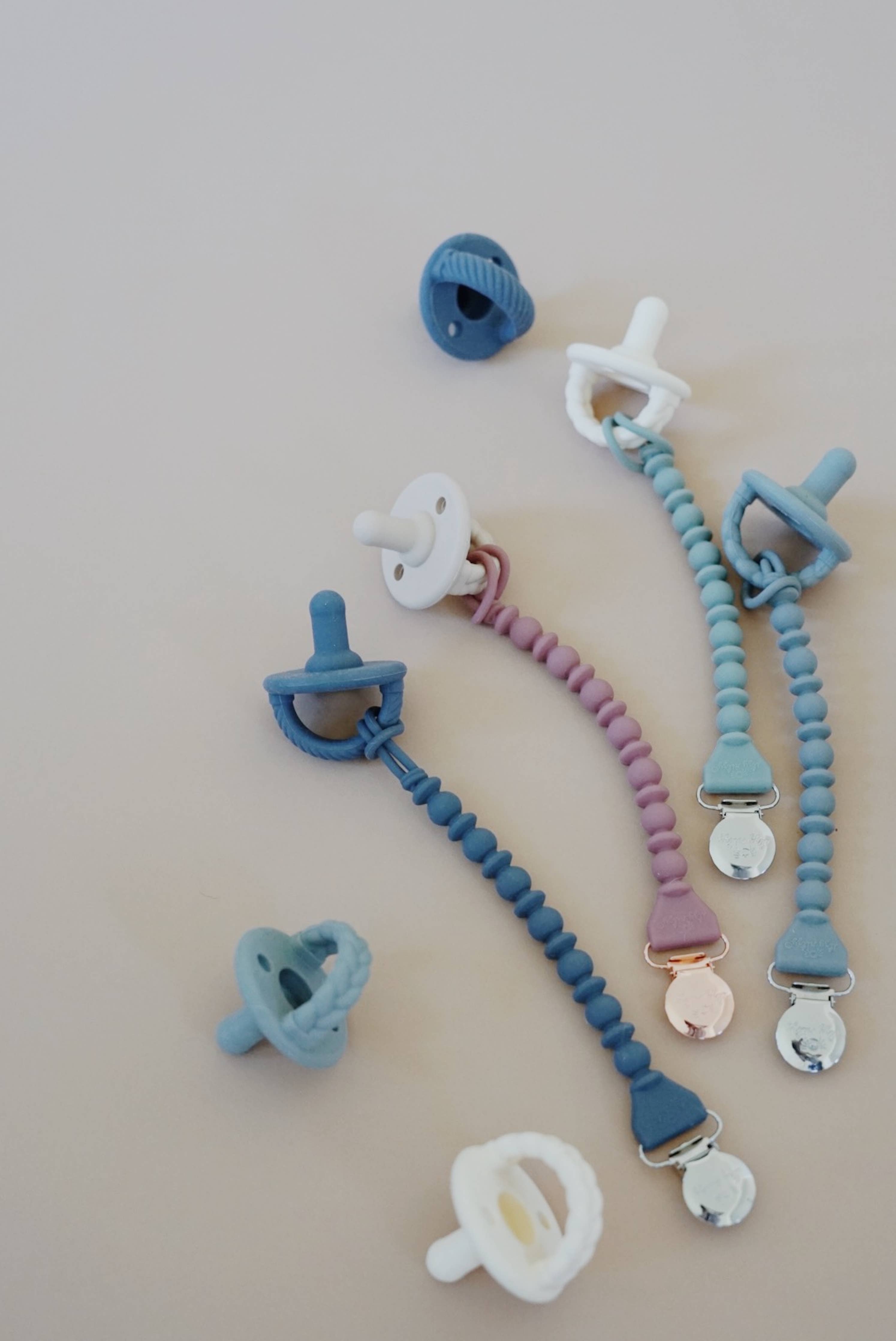Itzy Ritzy - Sweetie Strap™ Silicone One-Piece Pacifier Clips: Toast