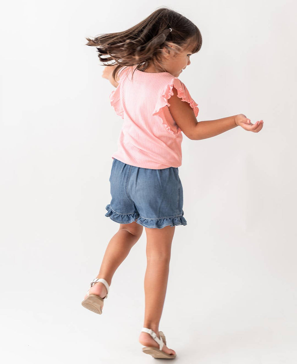RuffleButts + RuggedButts - Girls Light Wash Ruffled Jean Skort
: Blue / 12-18m