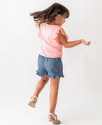RuffleButts + RuggedButts - Girls Light Wash Ruffled Jean Skort
: Blue / 12-18m
