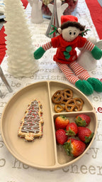 Ali+Oli - Baby Plate with Suction and  Divided Portions (Oatmeal)