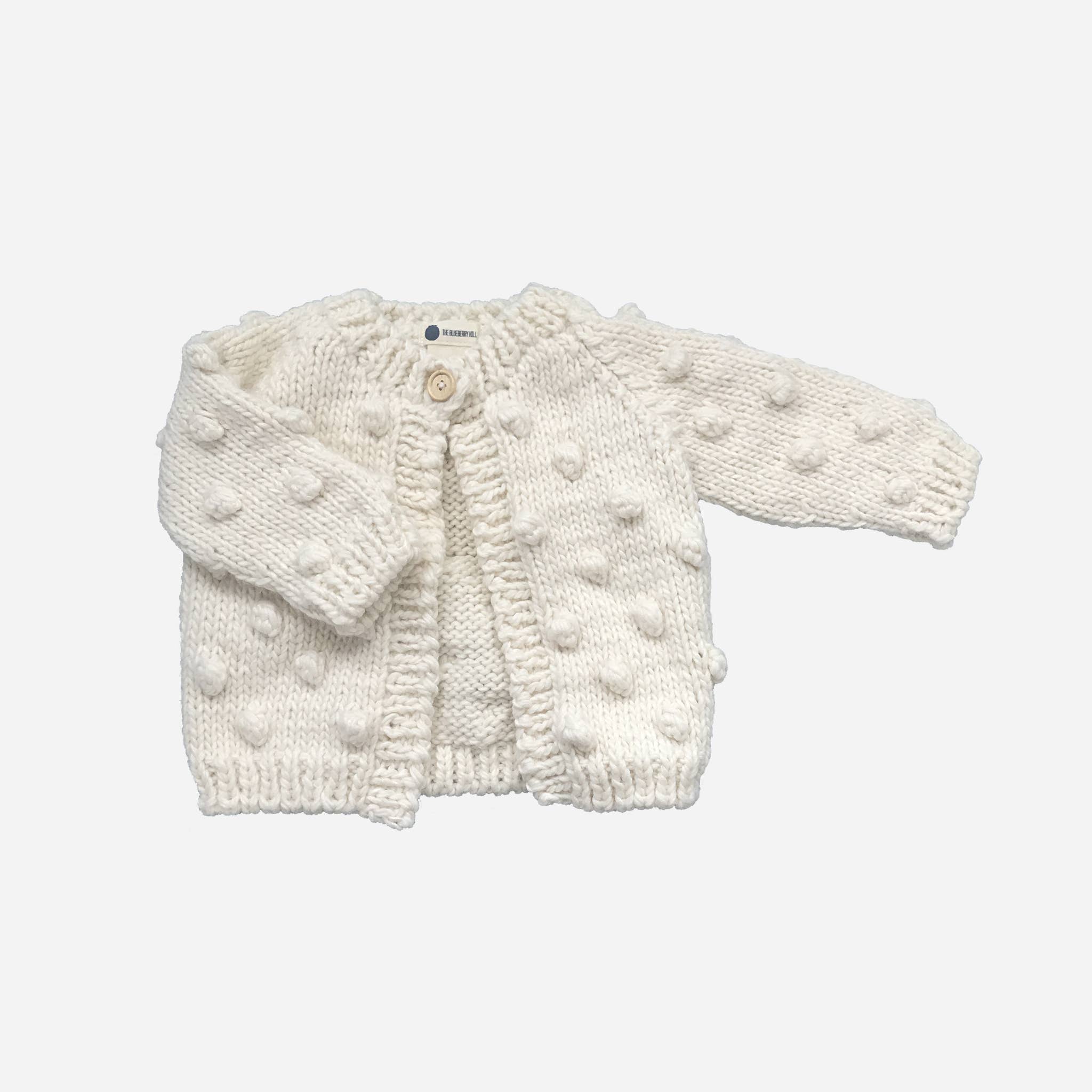 The Blueberry Hill - Popcorn Cardigan, Cream Baby Sweater Kids Clothing Fall: 6-12m