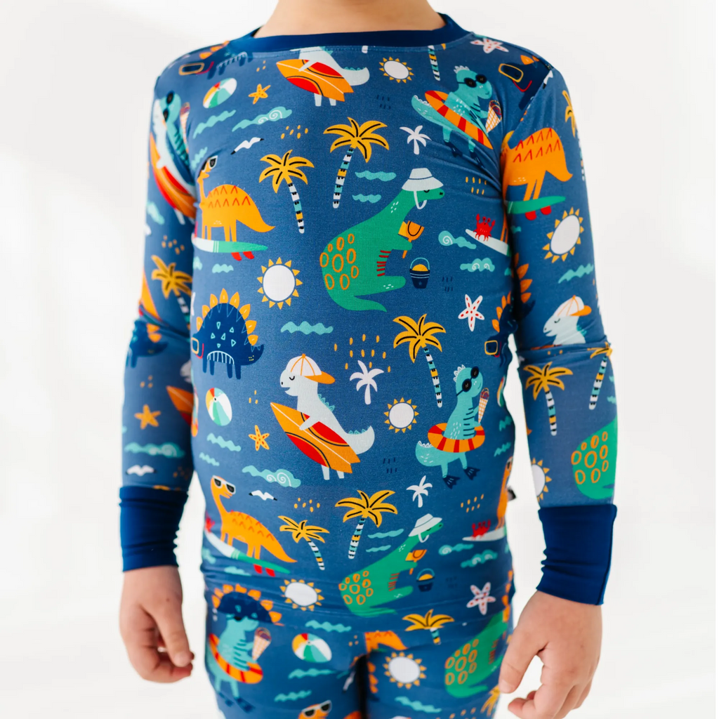 Kiki + Lulu - Blue Dino Kid Pajamas: 5/6T
