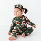 Kiki + Lulu - Rustic Blooms Ribbed Convertible Footies with Ruffle: 12-18m