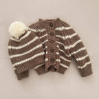 The Blueberry Hill - Rib Knit Stripe Cardigan, Tan | Baby & Kid Sweater: M; 2-3Y