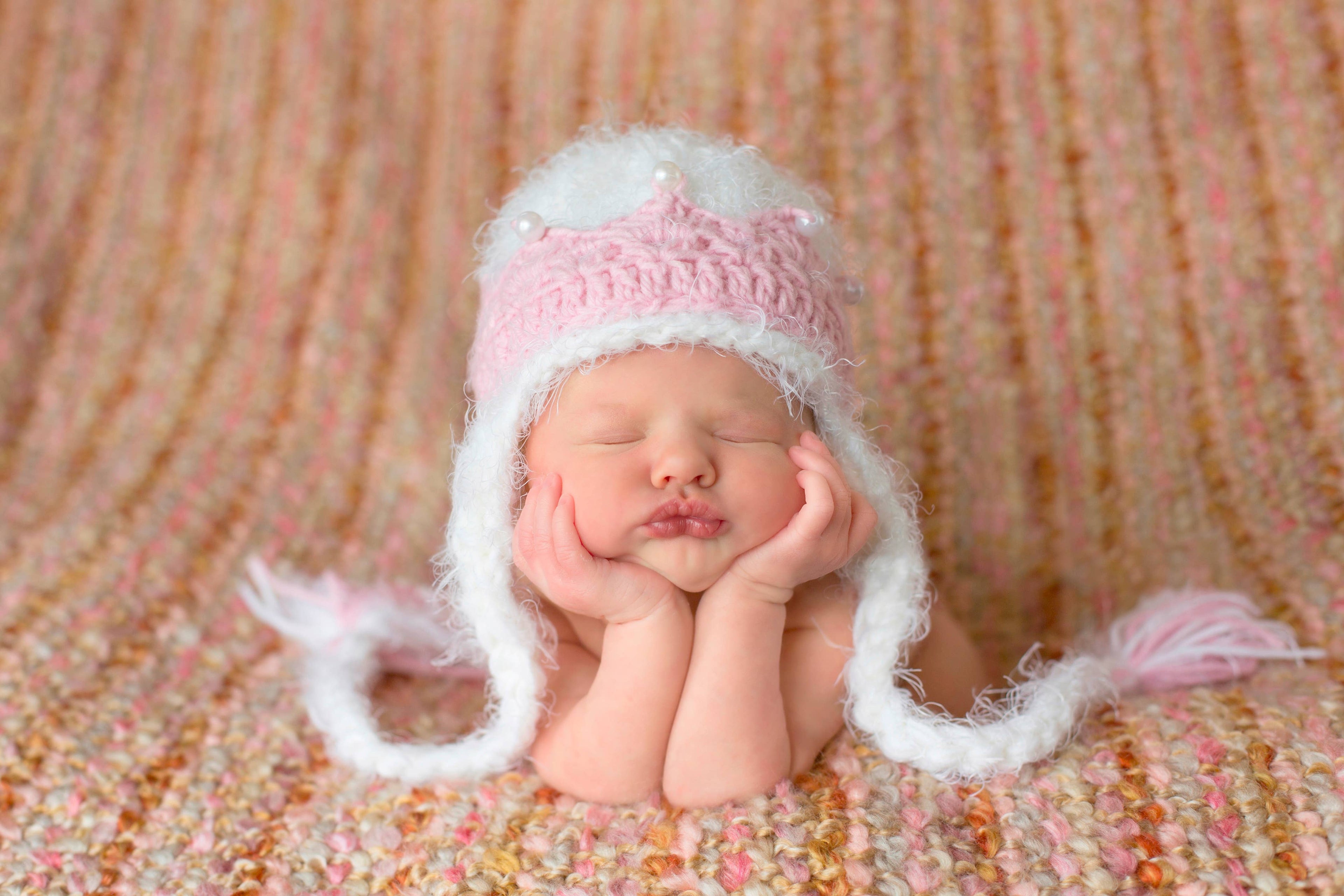 The Daisy Baby LLC - Cream Princess Crocheted Handmade Heirloom Baby Gift Hat: 0-6m