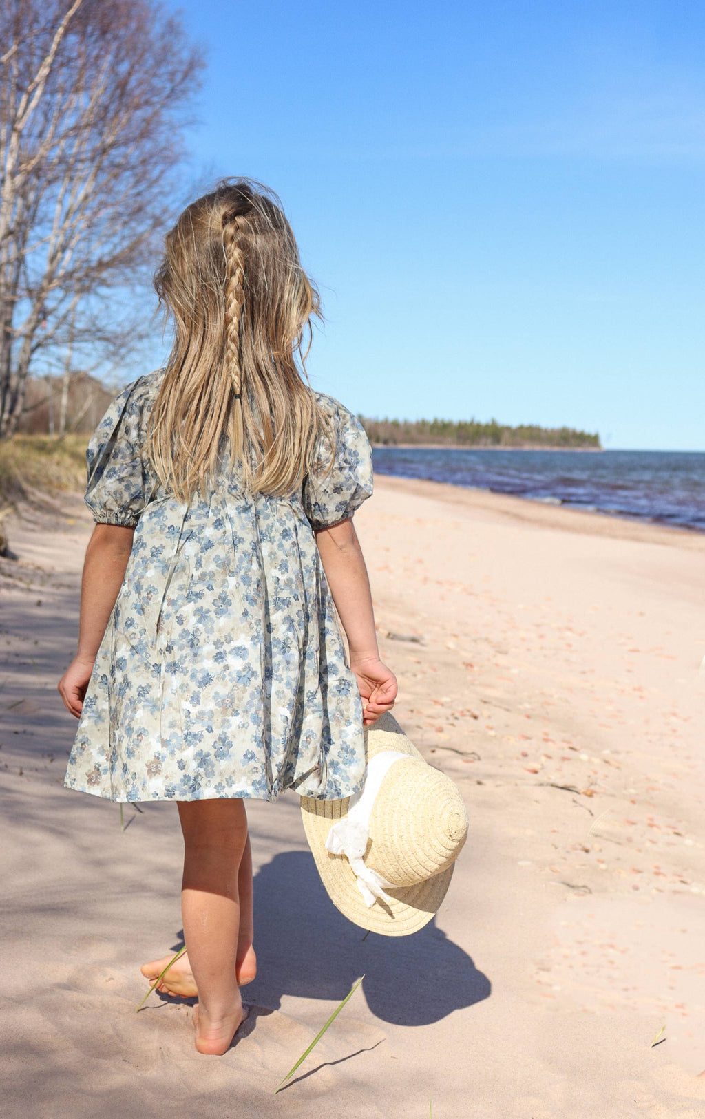 Almond Bud - Forget-Me-Not Floral Dress w/ Puff Sleeves & BLOOMERS |: 2-3T