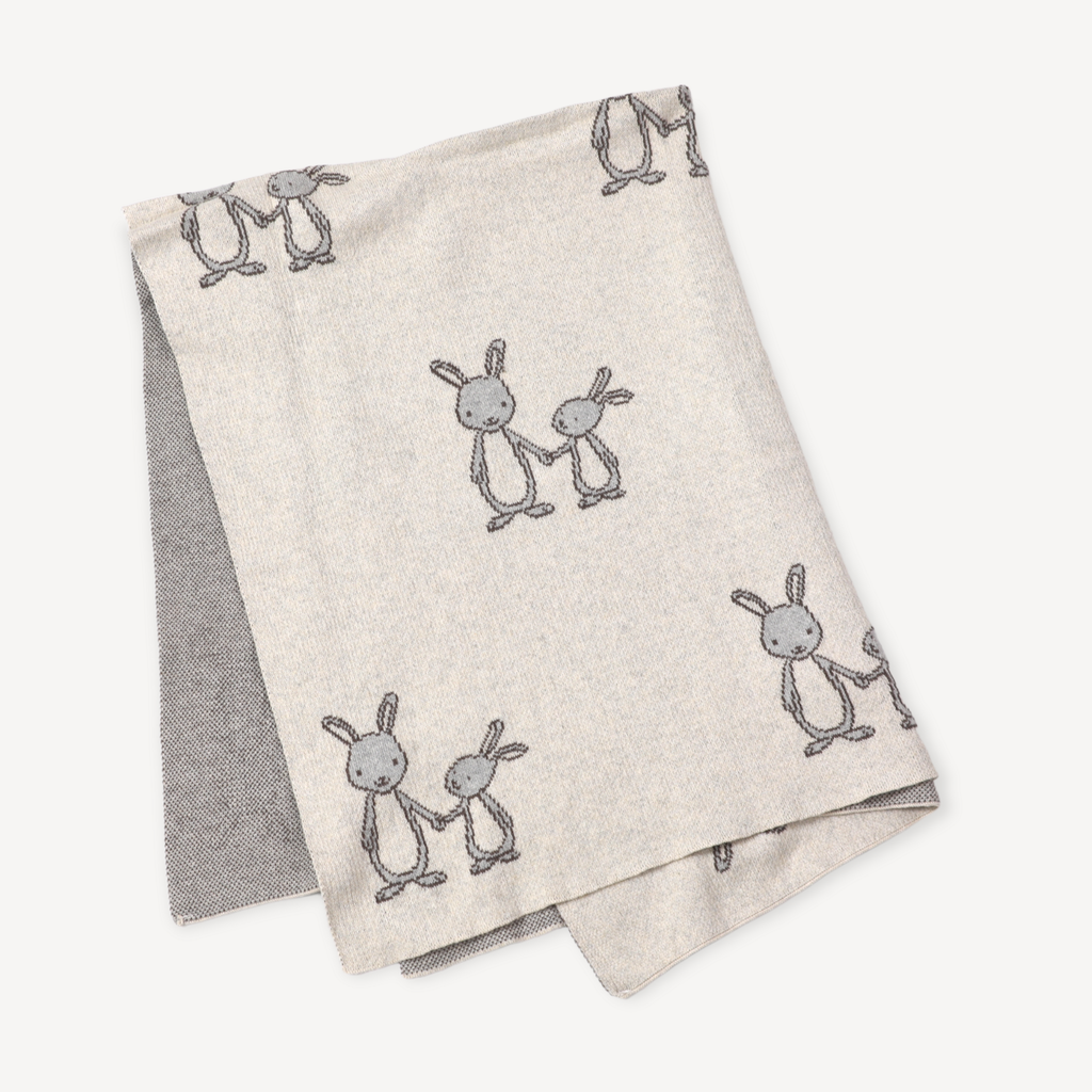Viverano Organics - Bunny - Organic Cotton Jacquard Sweater Knit Baby Blanket