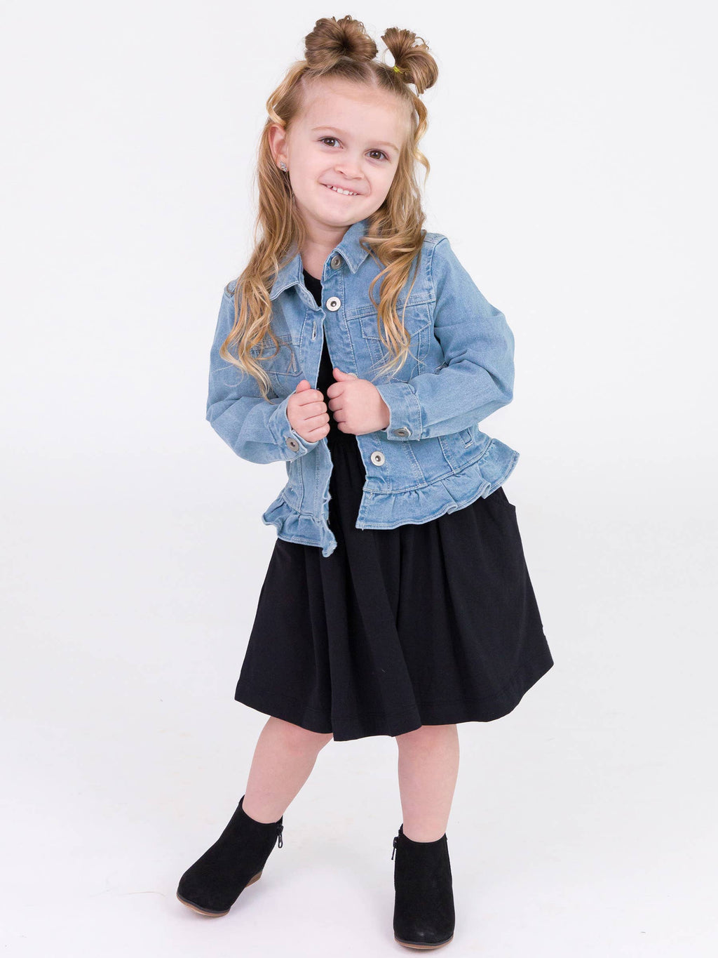 RuffleButts + RuggedButts - Girls Light Wash Jacket
: Blue / 3T