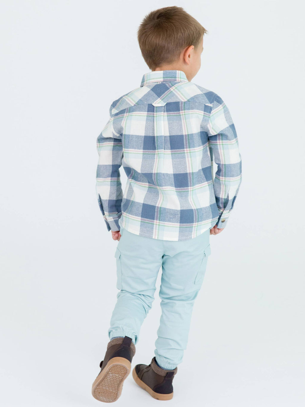 RuffleButts + RuggedButts - Boys Alpine Plaid Flannel Long Sleeve Button Down Shirt
: Blue / 12-18m
