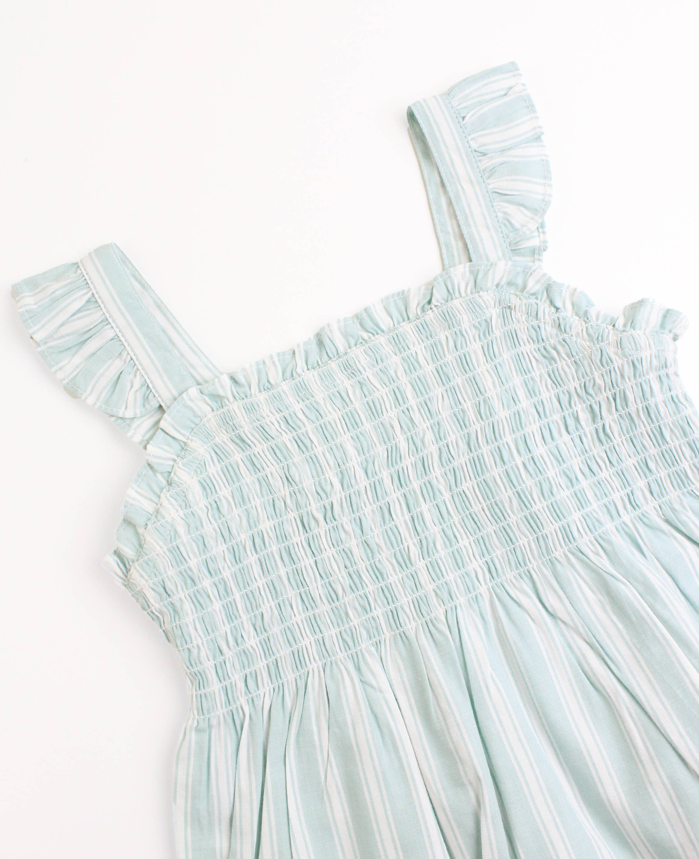 RuffleButts + RuggedButts - Girls Retro Stripe Smocked Tank Top: Brown / 12-18m
