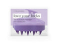 Lemon Lavender - Love your Locks Wet & Dry Scalp Massager - Purple in clear packaging, featuring soft silicone bristles and a hanging loop for easy use and storage.