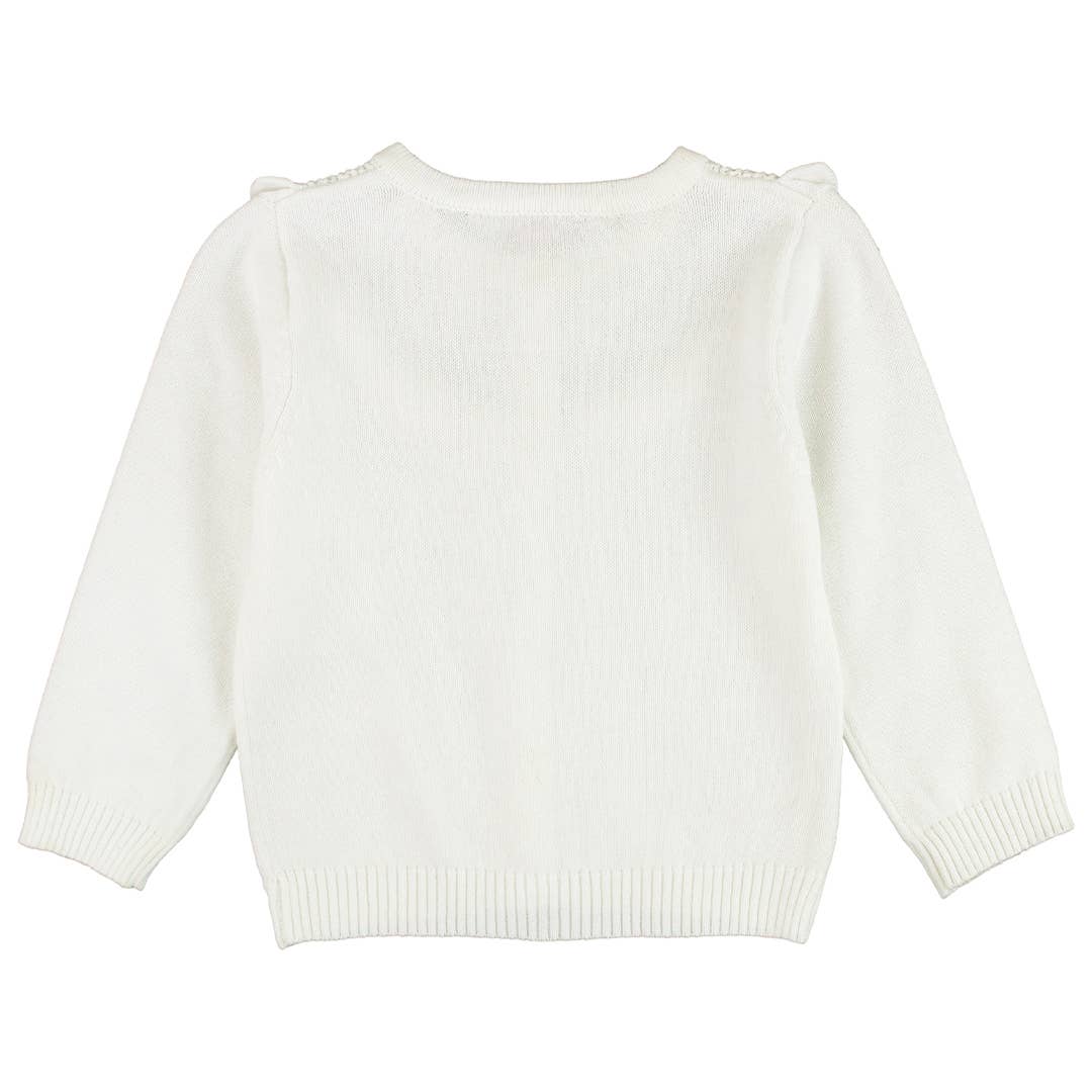 RuffleButts + RuggedButts - Girls Off-White Sweater Knit Ruffle Trim Cardigan
: White / 3T