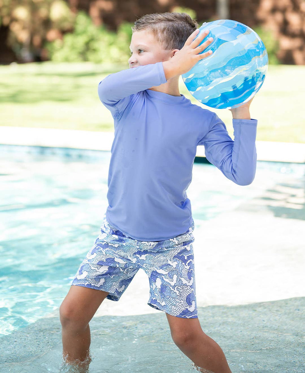 RuffleButts + RuggedButts - Boys Ocean Camo Swim Trunks
: Blue / 6-12m