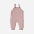 The Blueberry Hill - Overalls Blush Baby Gift Embroidery Blanks Spring Summer soft blush pink knitted baby overalls with shoulder straps and button details, perfect for stylish kids clothing and cozy baby essentials.