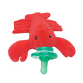 Nookums - Paci-Plushies Buddies – Lexi Lobster features an adorable red lobster plush toy attached to a green pacifier, blending playful comfort with practical baby accessories.