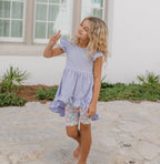 Purple Periwinkle Pastel Spring Check Hi-Lo Short Set