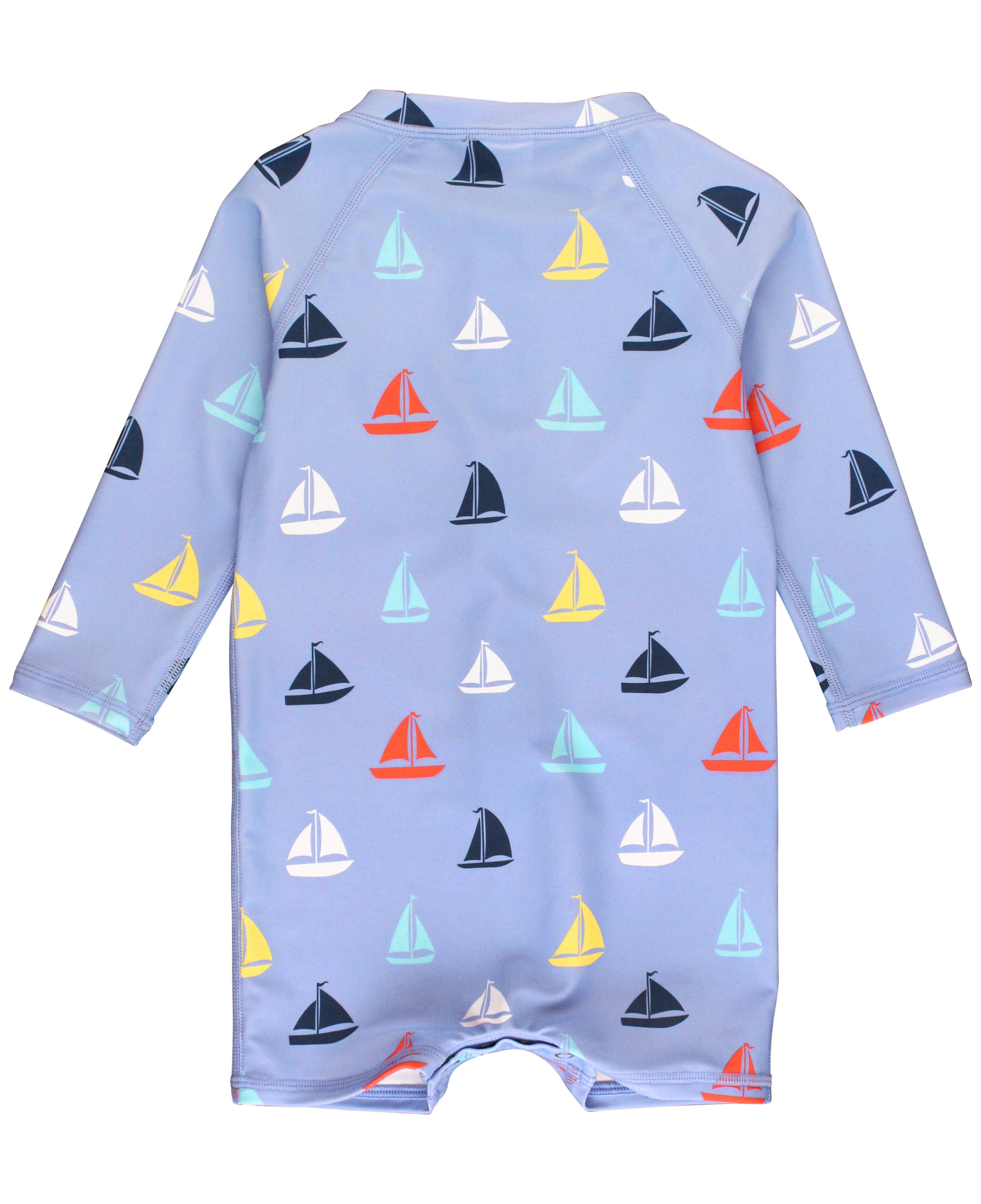 RuffleButts + RuggedButts - Baby Boys Down By The Bay Long Sleeve One Piece Rash Guard Swimsuit: Blue / 18-24m