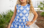 Olivia Ruffle Blue Floral Dress