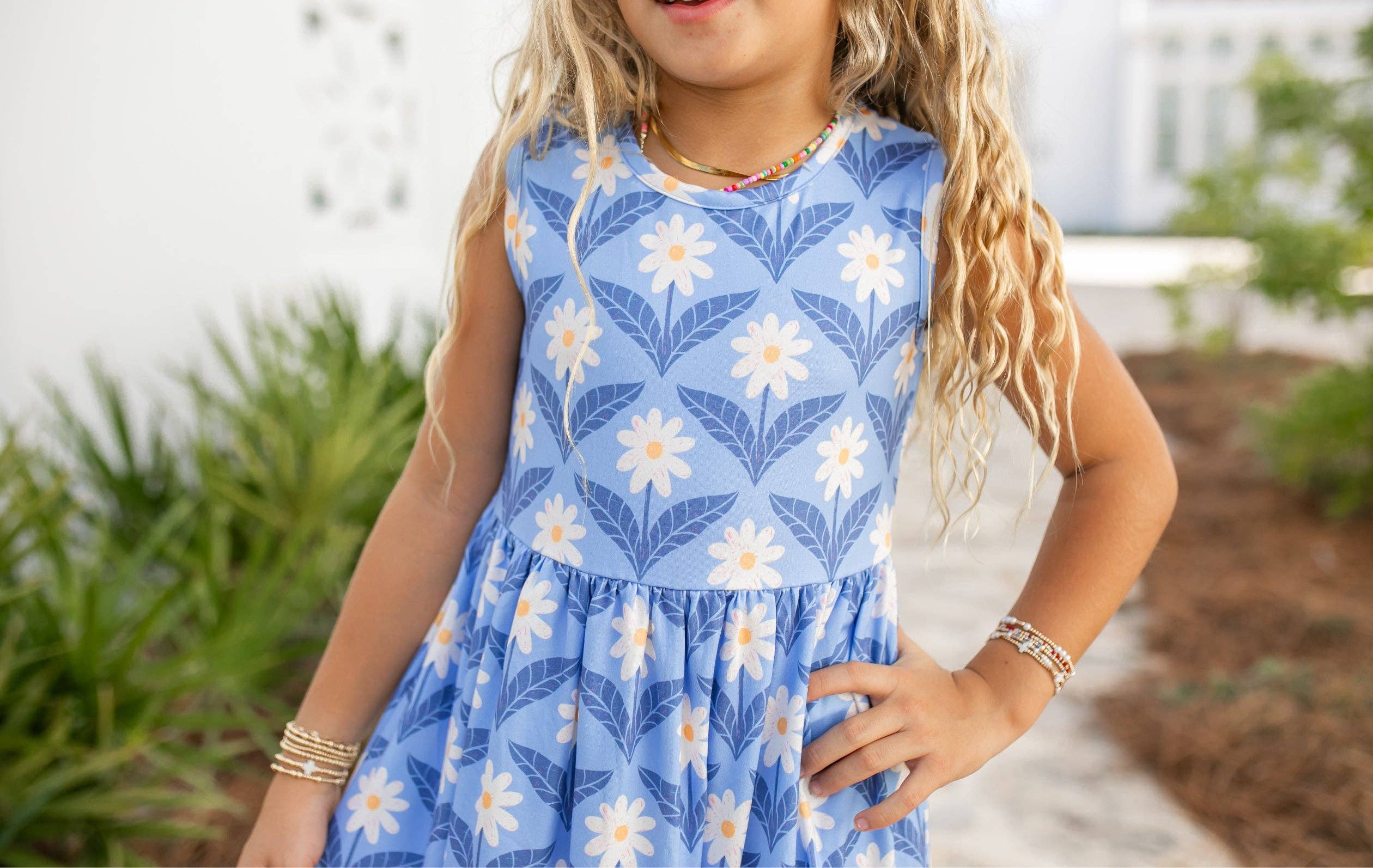 Olivia Ruffle Blue Floral Dress