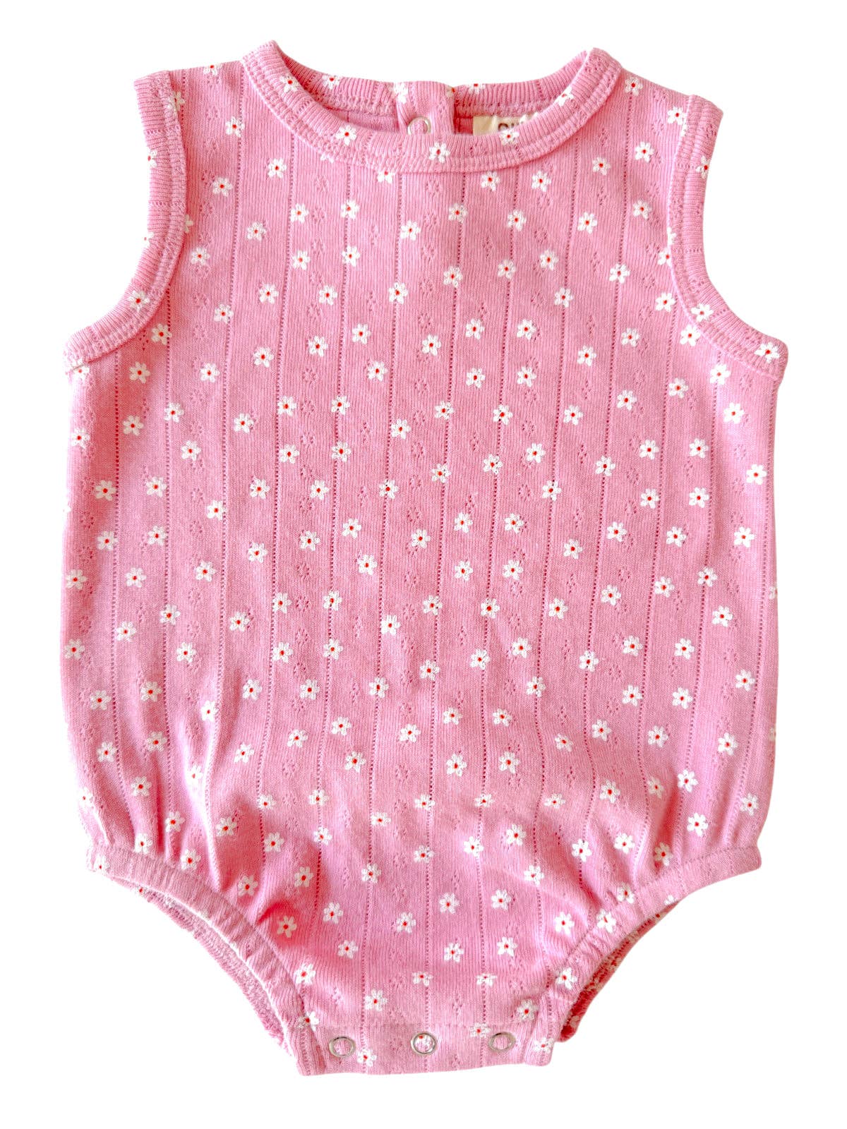 Bubble Outfit Pointelle Dune - Organic - Pink Flower