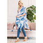 Love and Repeat - BOTANICAL LEAF PRINTED KIMONO: BLUE MULTI
