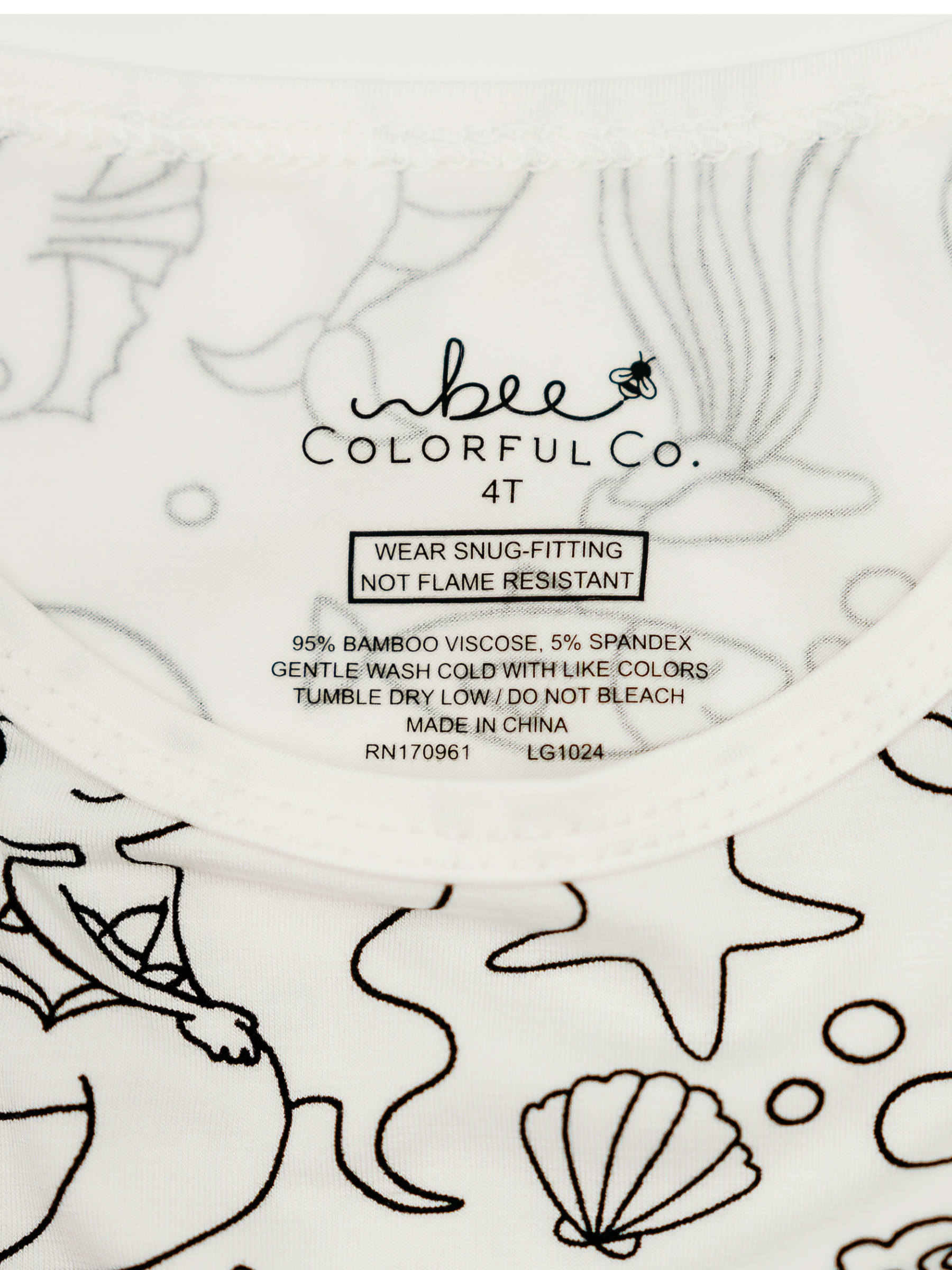 Bee Colorful Co. - Mermaid Coloring Pajamas 2 piece set made from Bamboo: 2T