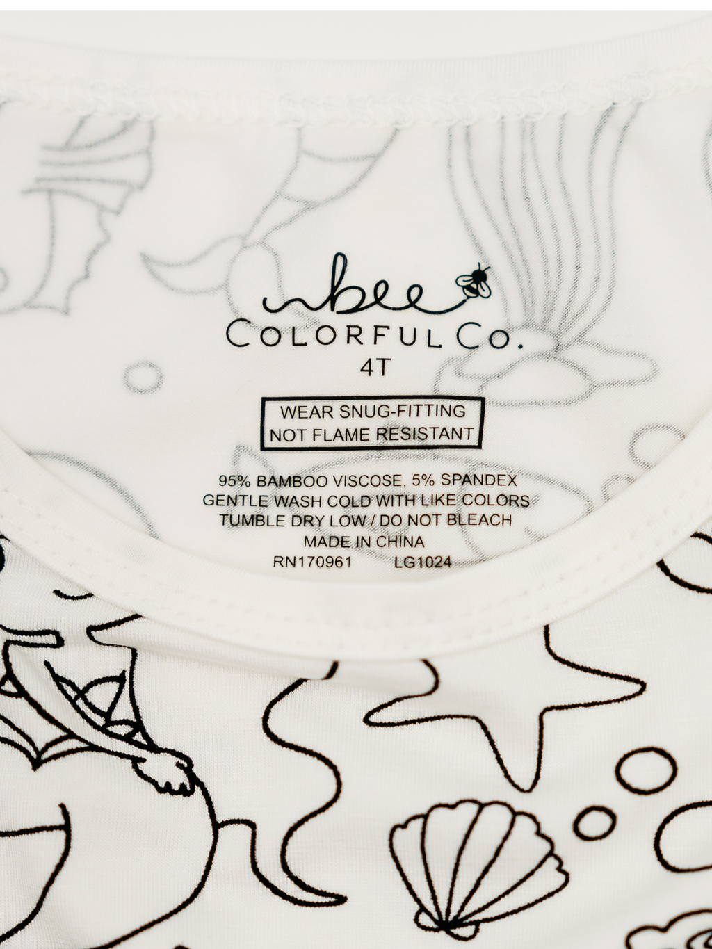 Bee Colorful Co. - Mermaid Coloring Pajamas 2 piece set made from Bamboo: 3T