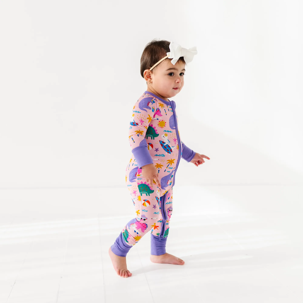 Kiki + Lulu - Pink Dino Convertible Footie: 18-24m