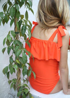 Fennco Styles - Orange Ruffle One-Piece Toddler Girl Swimsuit: 1-2T