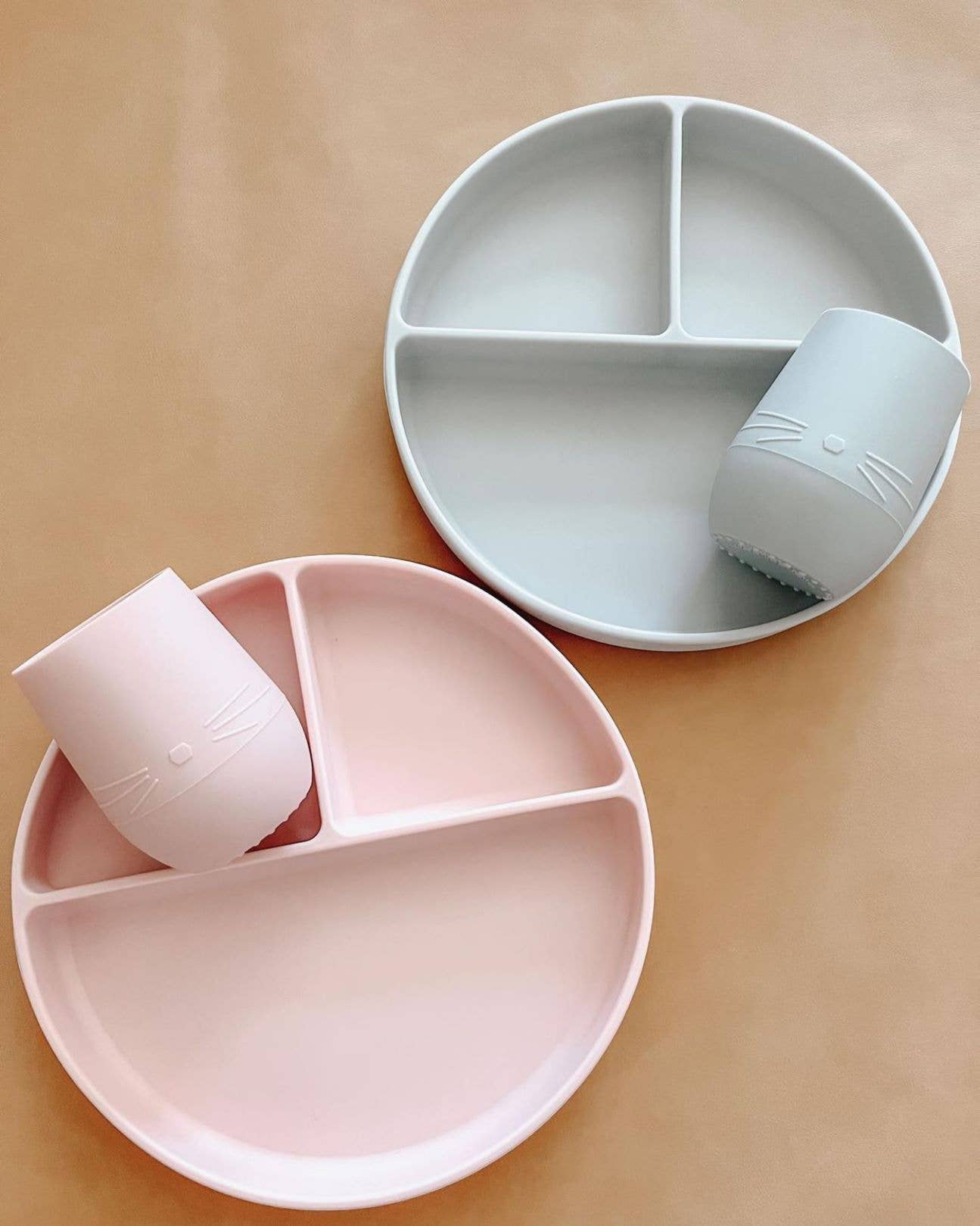 Ali+Oli - Baby Plate with Suction and  Divided Portions (Pink)