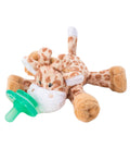Nookums - Paci-Plushies Shakies – Georgie Giraffe featuring a soft giraffe plush toy attached to a green pacifier, perfect for soothing babies with cozy, child-safe materials.