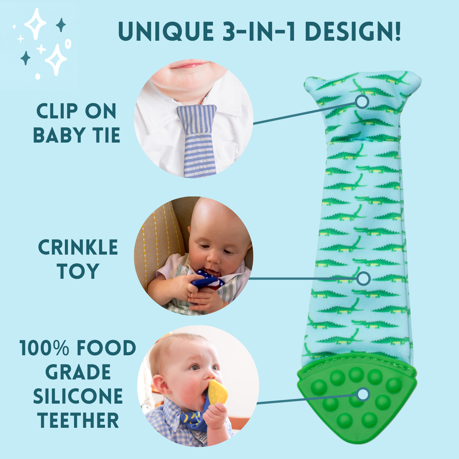 Tasty Tie® - Tasty Tie Teether, Crinkle Toy, Baby Boy Gift: Firetruck