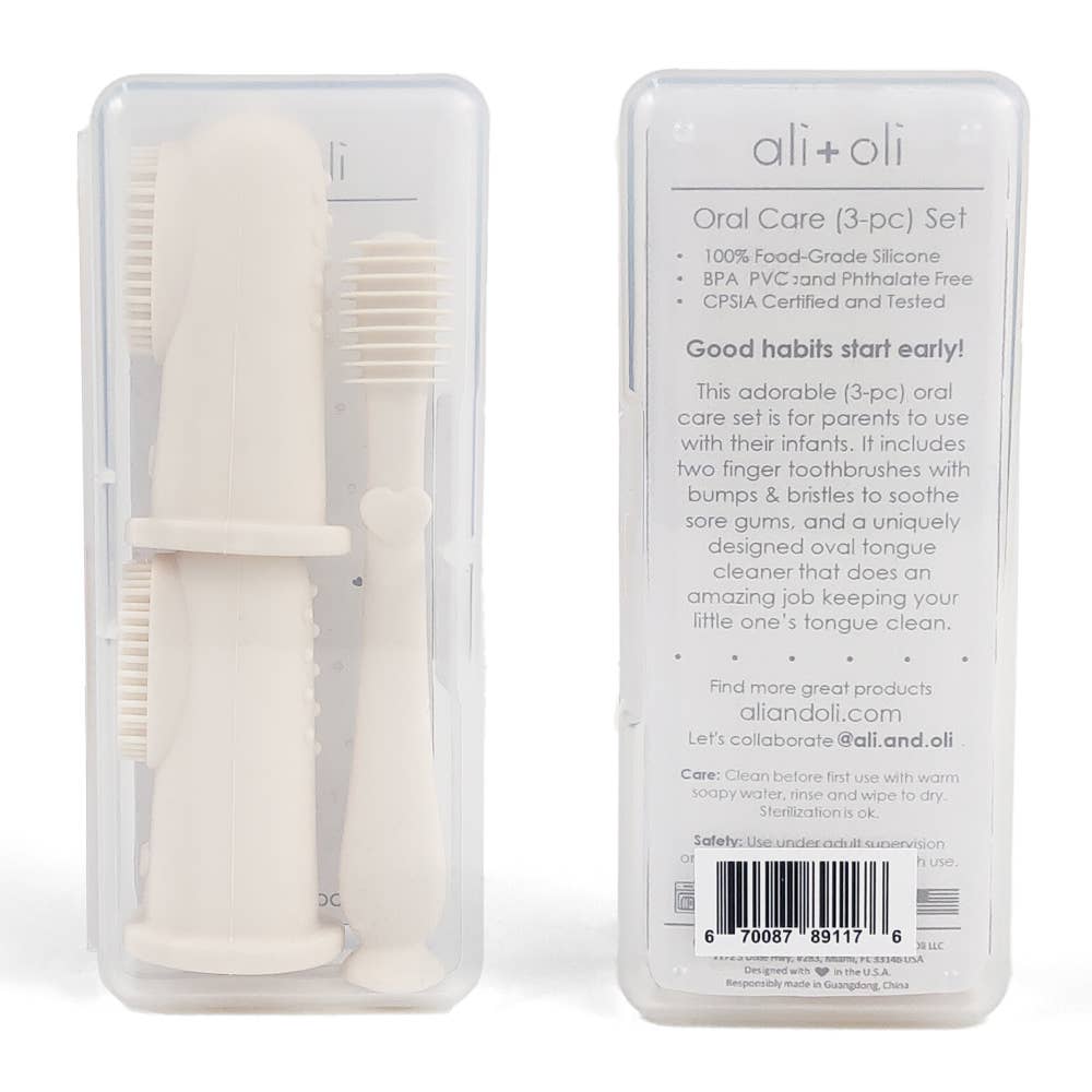 Ali+Oli - Baby Finger Toothbrush & Tongue Cleaner Oral Set 3m+ (Ivory)