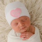 ilybean - Little SIS Heart Patch White Hospital Hat: Pink / 0-3m