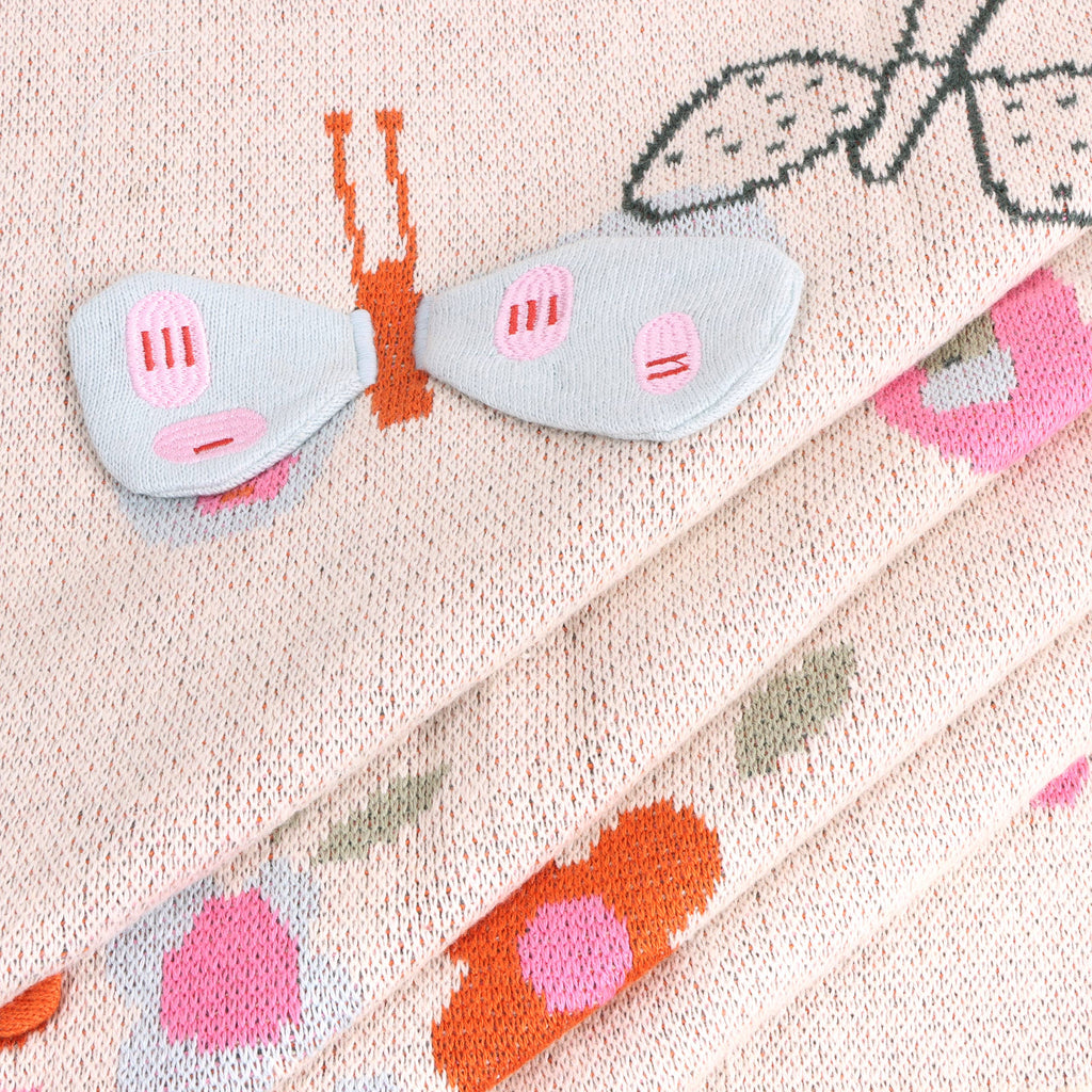 Viverano Organics - Butterfly 3D - Organic Cotton Jacquard Knit Baby Blanket: Natural