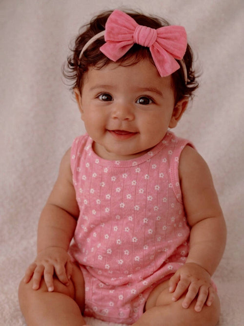 Bubble Outfit Pointelle Dune - Organic - Pink Flower