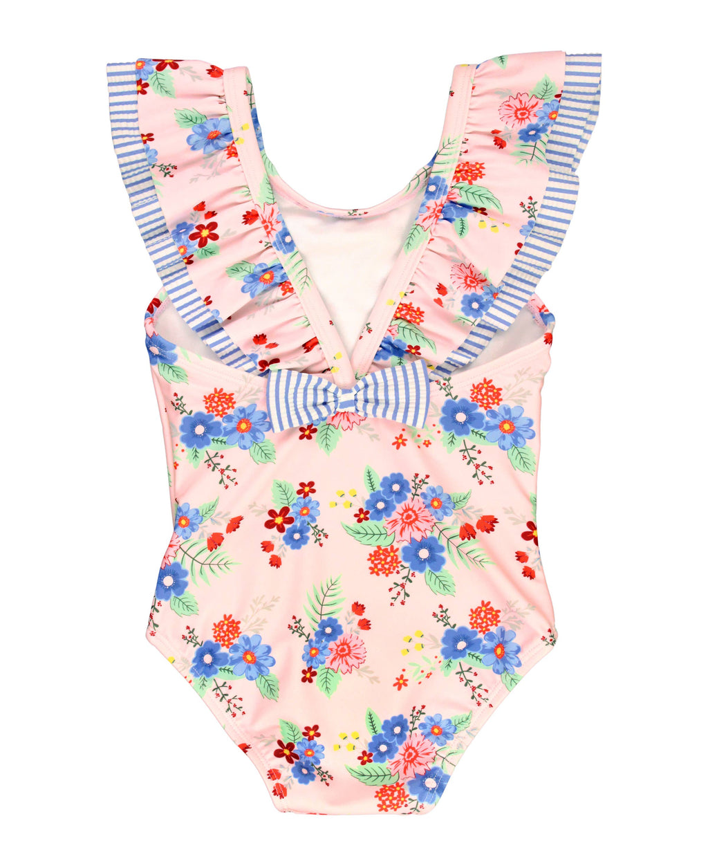 RuffleButts + RuggedButts - Girls Coastal Breeze Floral Bow V-Back One Piece Swimsuit
: Pink / 4T