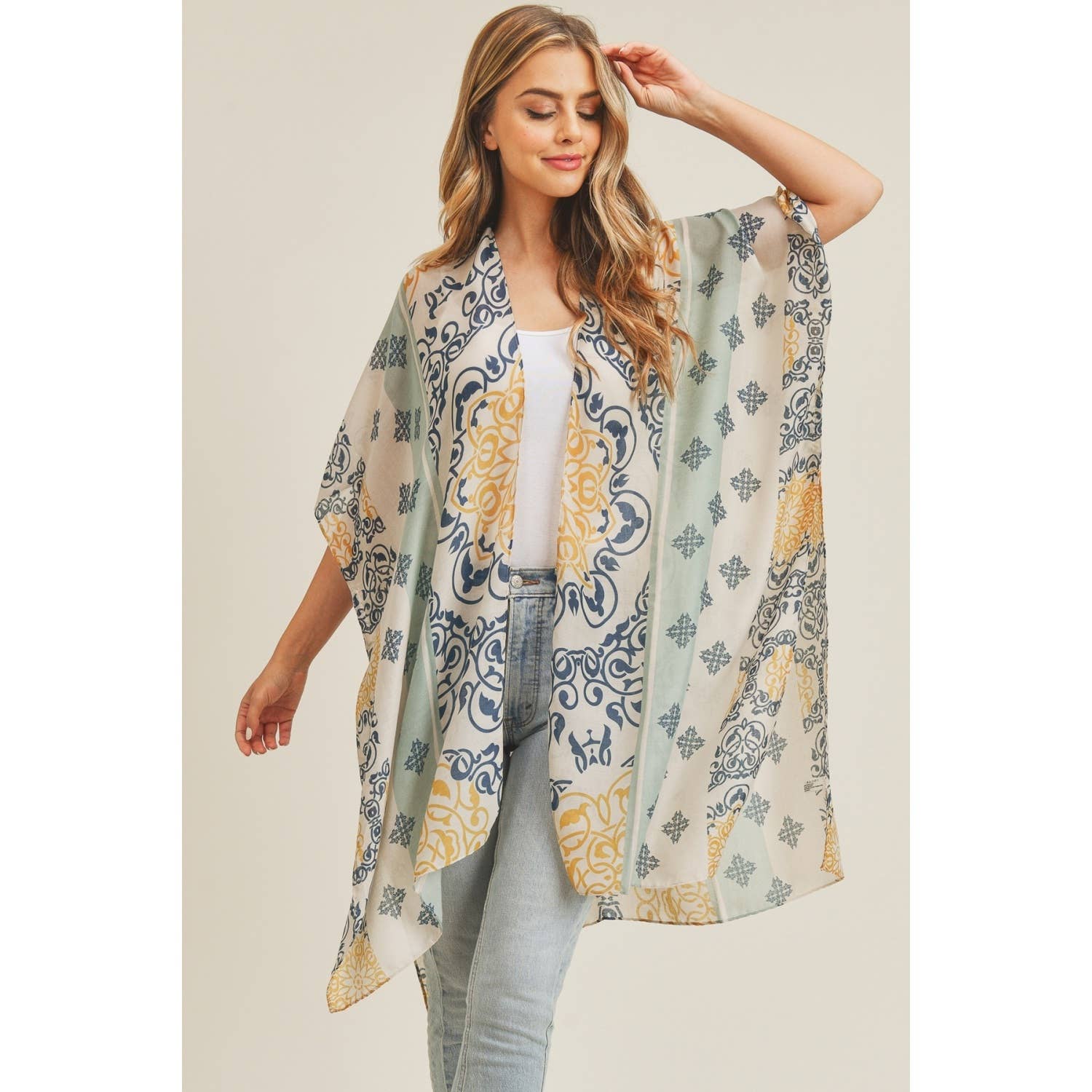 Love and Repeat - BOHEMIAN PATTERN KIMONO: LIME