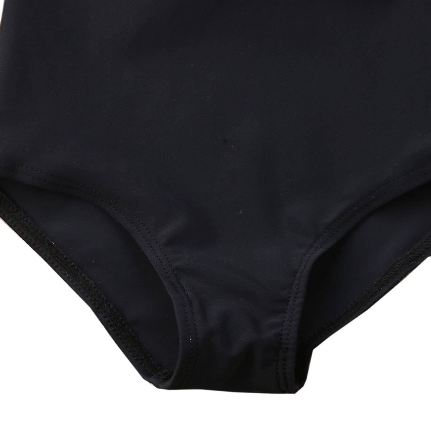 Fennco Styles - 3D Flower Straps Backless 1pc Black Little Girl Swimsuit: 2T