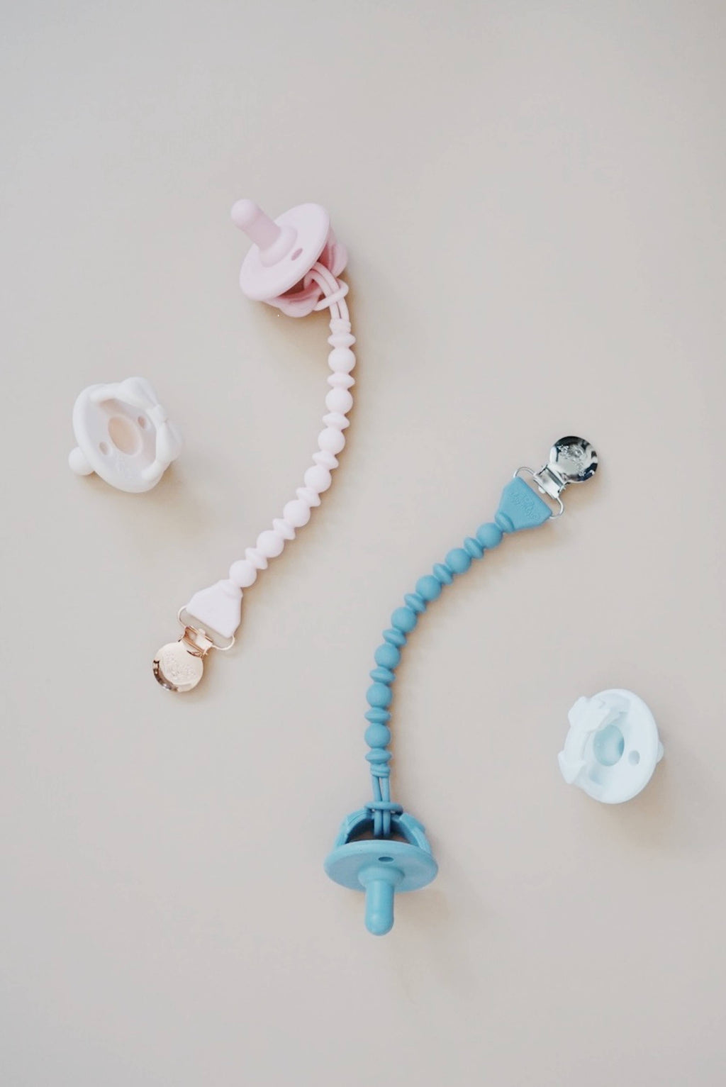 Itzy Ritzy - Sweetie Strap™ Silicone One-Piece Pacifier Clips: Toast