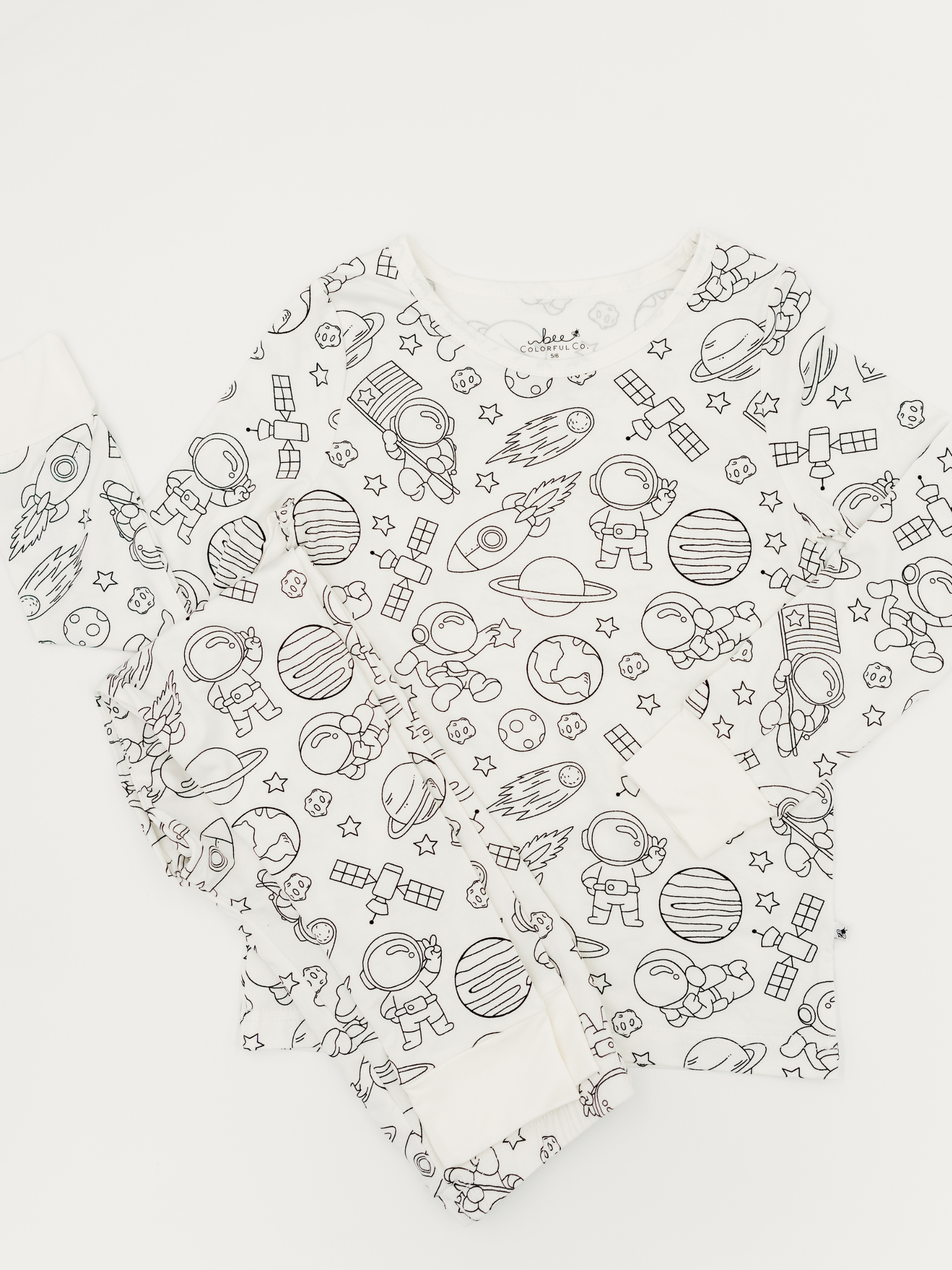 Bee Colorful Co. - Space Coloring Pajamas 2 piece set made from Bamboo: 2T
