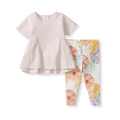 Burt's Bees Baby - Parasols Tunic & Legging Set featuring a soft textured pink tunic paired with leggings adorned in colorful parasol patterns, perfect for stylish kids clothing.
