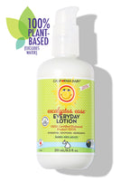 Bottle of California Baby - Eucalyptus Ease™ Everyday Lotion with a light green label highlighting its 100% plant-based formula, designed for soothing hydration for babies, kids, and adults.