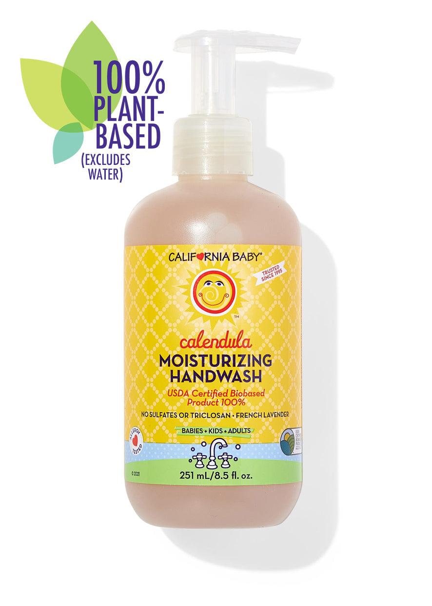 California Baby - Calendula™ Moisturizing Handwash with 100% plant-based formula, gentle for babies, kids, and adults, featuring soothing calendula and no sulfates or triclosan.